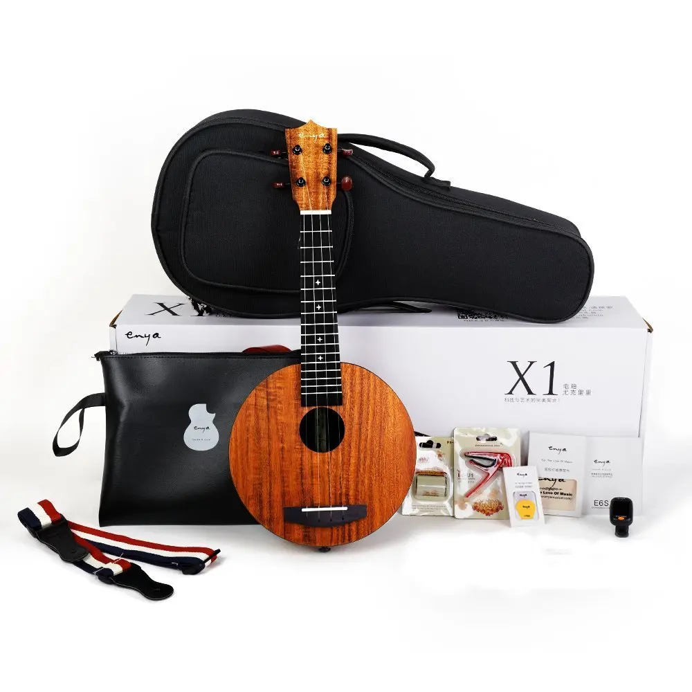Эня укулеле 21 дюйм круглая форма HPL KOA гавайская гитара мини гитара|guitare guitare|guitar