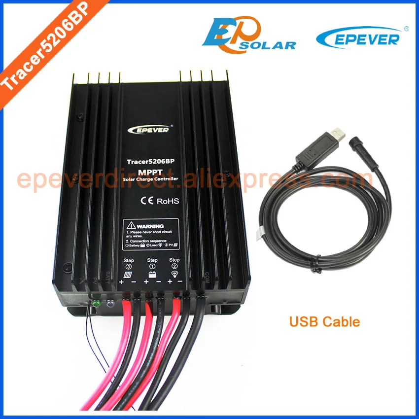 

Регулятор MPPT EPEVER, высококачественный контроллер зарядного устройства для солнечных батарей EP, USB-кабель Tracer5206BP, 20 А, 20 А, 12 В, 260 Вт, солнечные панели