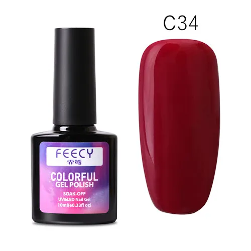 Feecy C34 60 цветов 10 мл замачиваемый УФ светодиодный Гель-лак для ногтей Новое поступление грунтовка гель лак основа не протирать верхнее покрытие ногтей художественный Гель-лак для ногтей набор - Цвет: Feecy C34