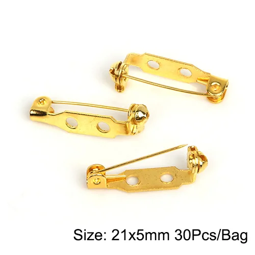 Gold 21x5mm Новая позолоченная/бронзовая железная Брошь база задняя панель держатель значка безопасный замок брошь булавки DIY Ювелирная фурнитура ювелирные аксессуары - Цвет: Gold 21x5mm