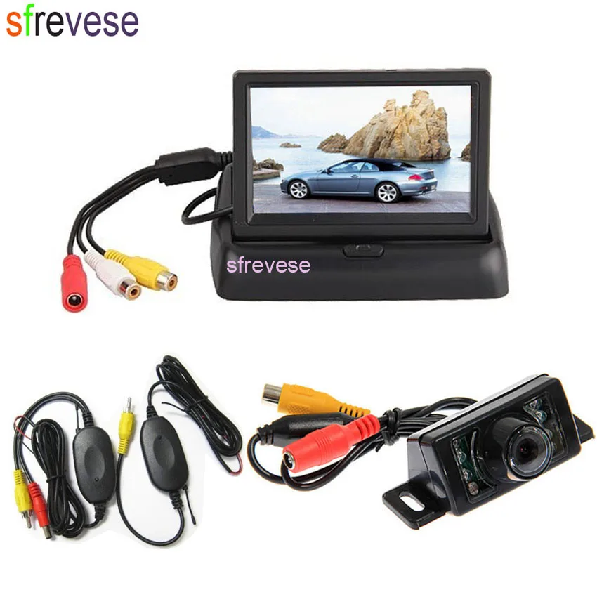 

Wireless 7 IR Night Vision Car Reversing Parking Backup Camera + 4.3" LCD Foldable Monitor Car Rear View Kit