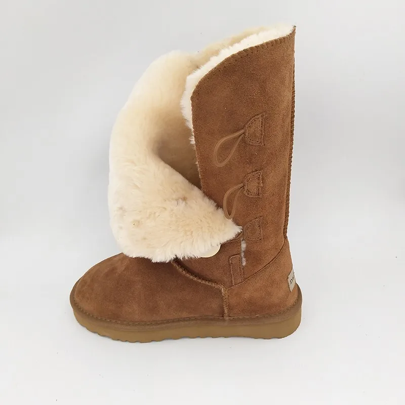 DAGNINO Original Brand Australia Classic Three Button Snow Boots Women's Genuine Cowhide Leather Winter Warm Shoes Botas Mujer