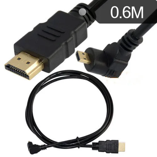 HD 1 4 мужчина к Micro D мужской вверх под углом Удлинительный кабель AV 1080 P 0 6
