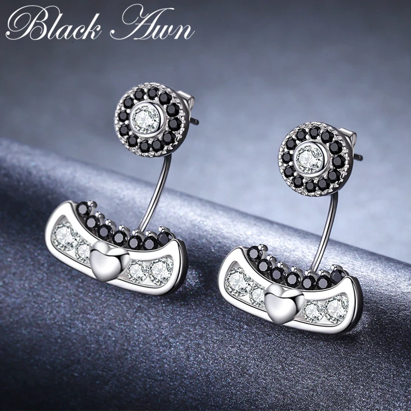 Orecchini Neo Gothic серебро 925 пробы Черный шпинель трендовые серьги для помолвки женщин