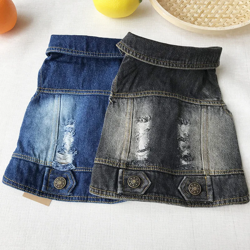 Коллекция 2018 года одежда для собак Hot Jeans джинсовый жилет маленьких летняя