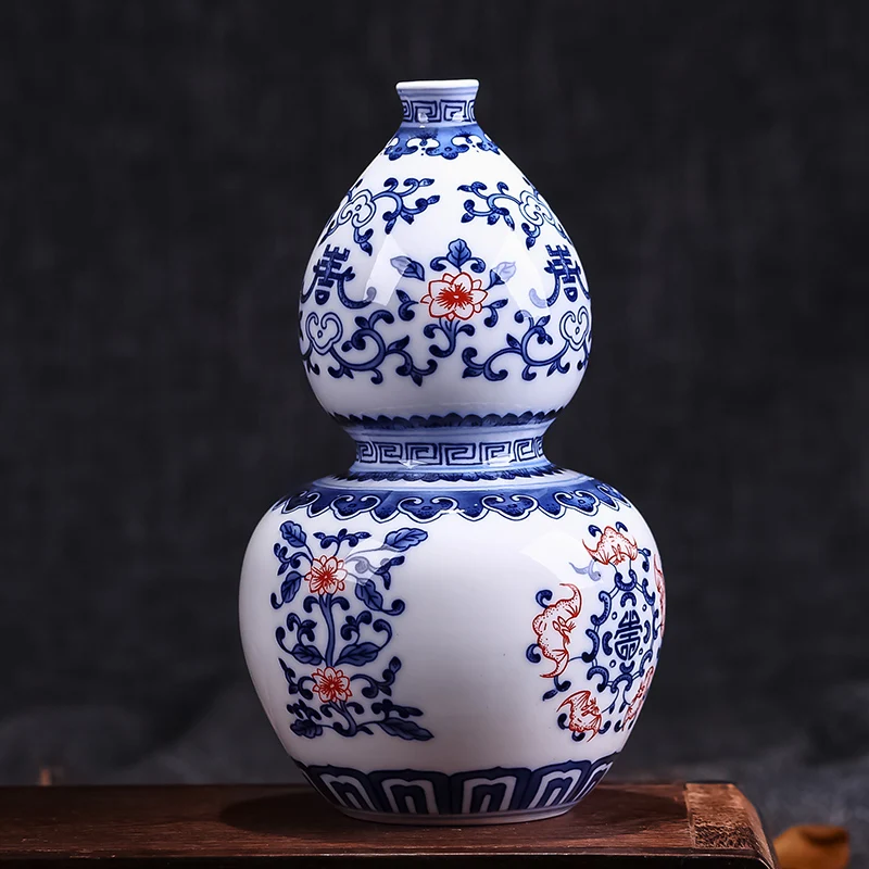Jingdezhen антикварная неглазурованная сине-белая керамическая ваза украшение для