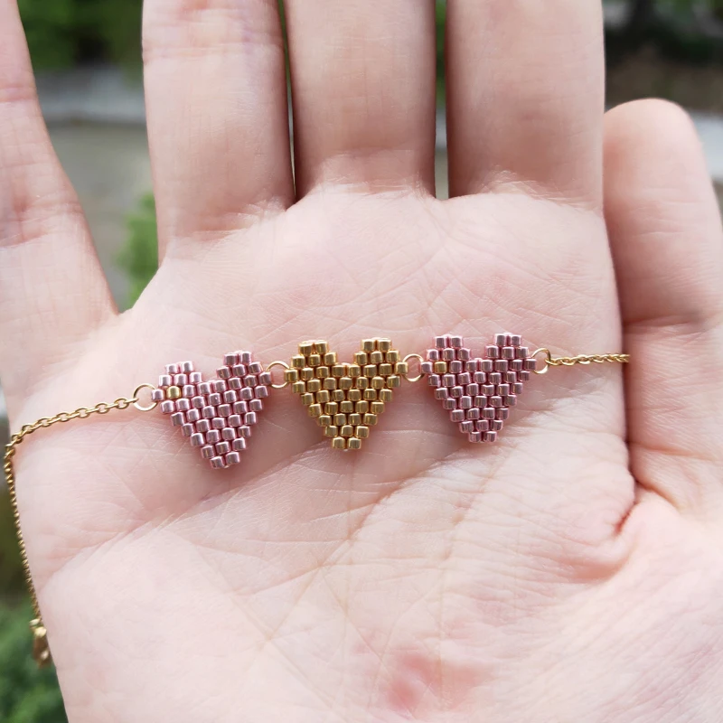 

Fairywoo Heart Bracelet & Pendant Miyuki Beads Jewellery Stainless Steel Delicate Friendship Charms Bangle Women Bulk Wholesale