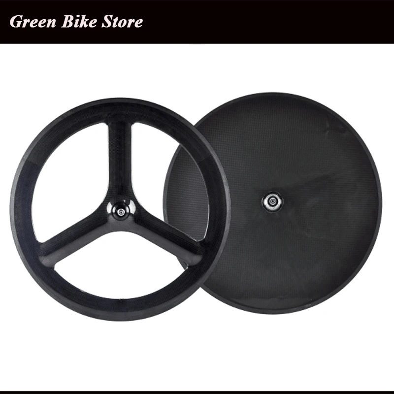 Высокое качество fixed Шестерня Карбон колесная передняя Тройная спица задний диск