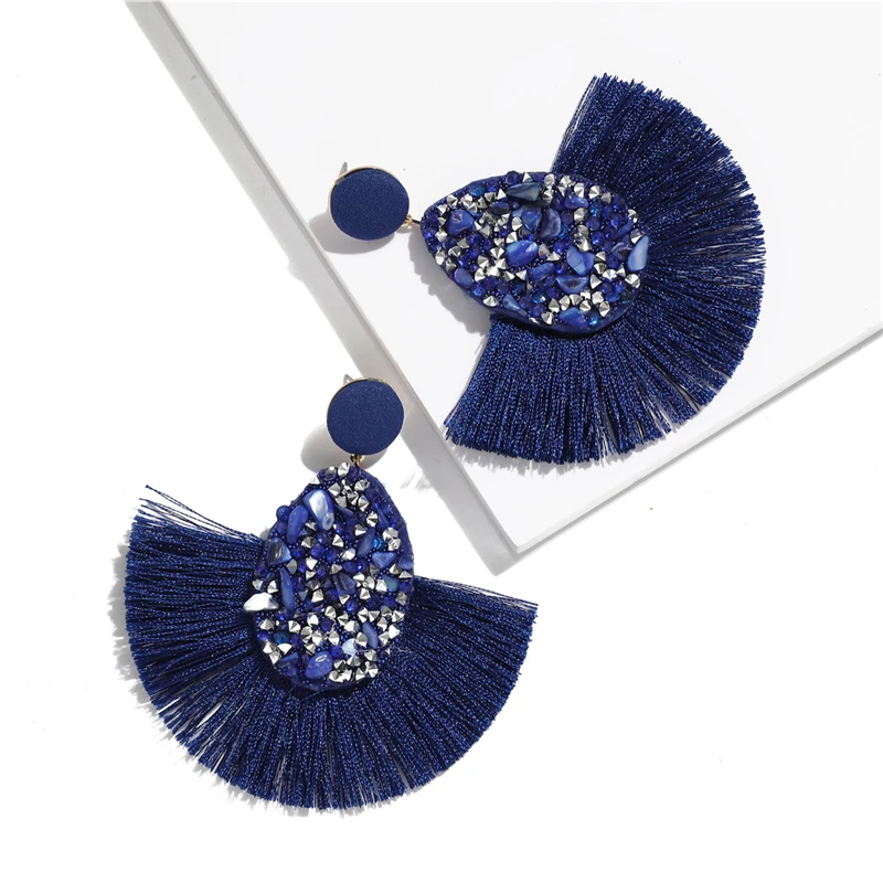 2019 Бохо капля воды этнический камень яркие серьги печенье круглый смола кисточка для женщин ручной работы ювелирные изделия подарки.