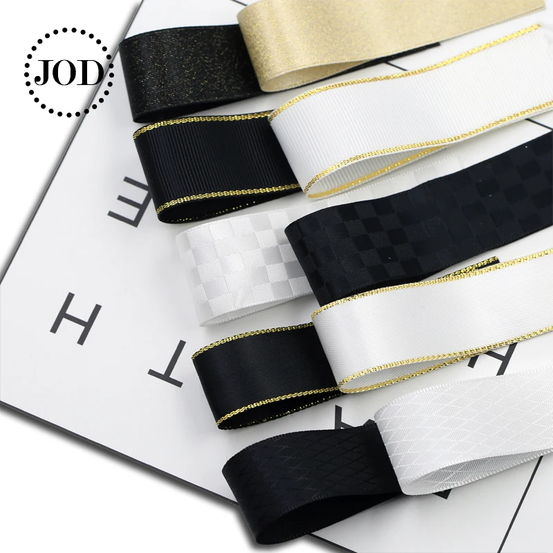 5 м 15/22/25 мм Атлас Grosgrain атласные ленты для рукоделия белый черный лента атласная жаккард вечерние дома Свадебные украшения Подарочная упаковка DIY материал поставки JODb швейные принадлежности