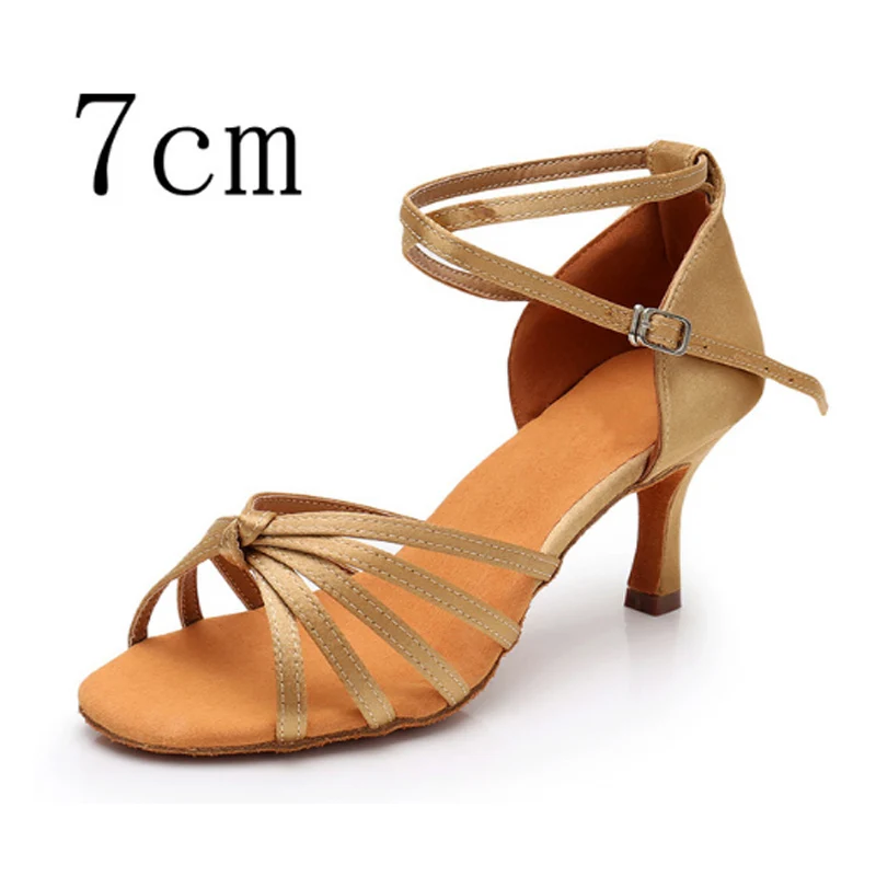Beige knot 7cm Alharb новая Сальса Туфли для латинских танцев для Для женщин девочек Танго бальных танцевальные, на высоком каблуке мягкие туфли для танцев 5/7 см Бальные Обувь для танцев - Цвет: Beige knot 7cm