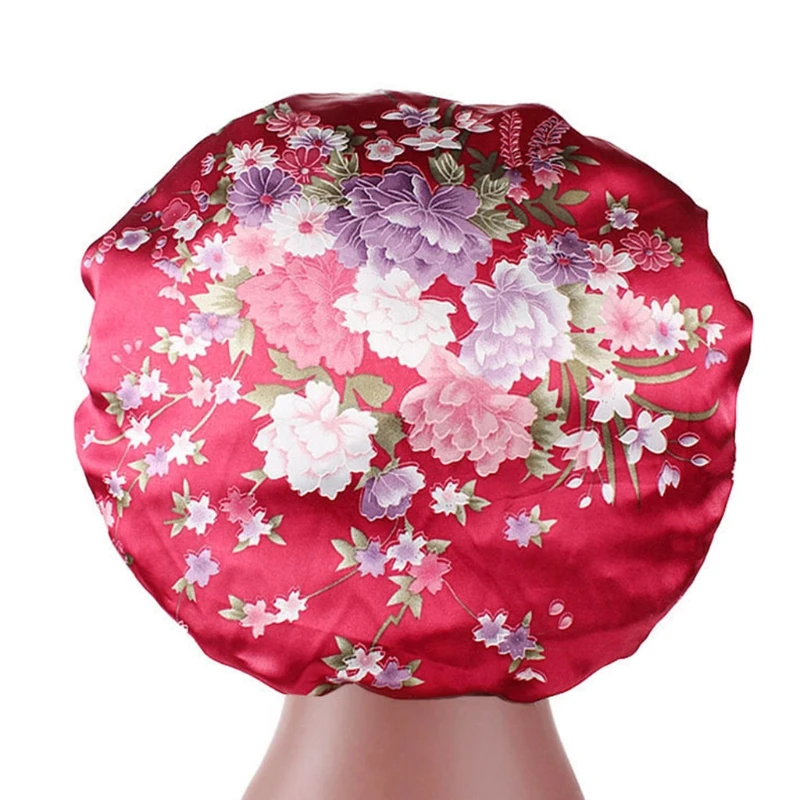 

Women Sleep Night Cap Wide Band Floral Print Bonnet Hair Beauty Chemo Beanie New