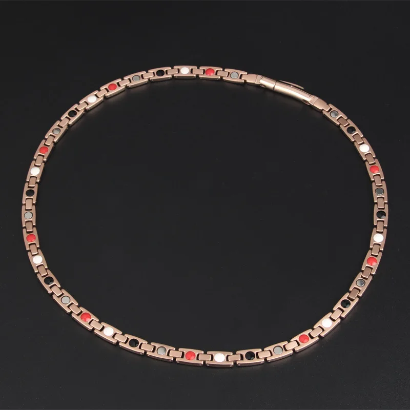 

Simple Men and Women Pure Titanium Electroplating Rose Gold Necklace Wide Spot Wholesale Health Care Magnet Collar