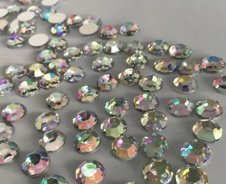 1000 шт./лот высшее качество 10 мм AB Цвет Плоский обратно акриловый драгоценный