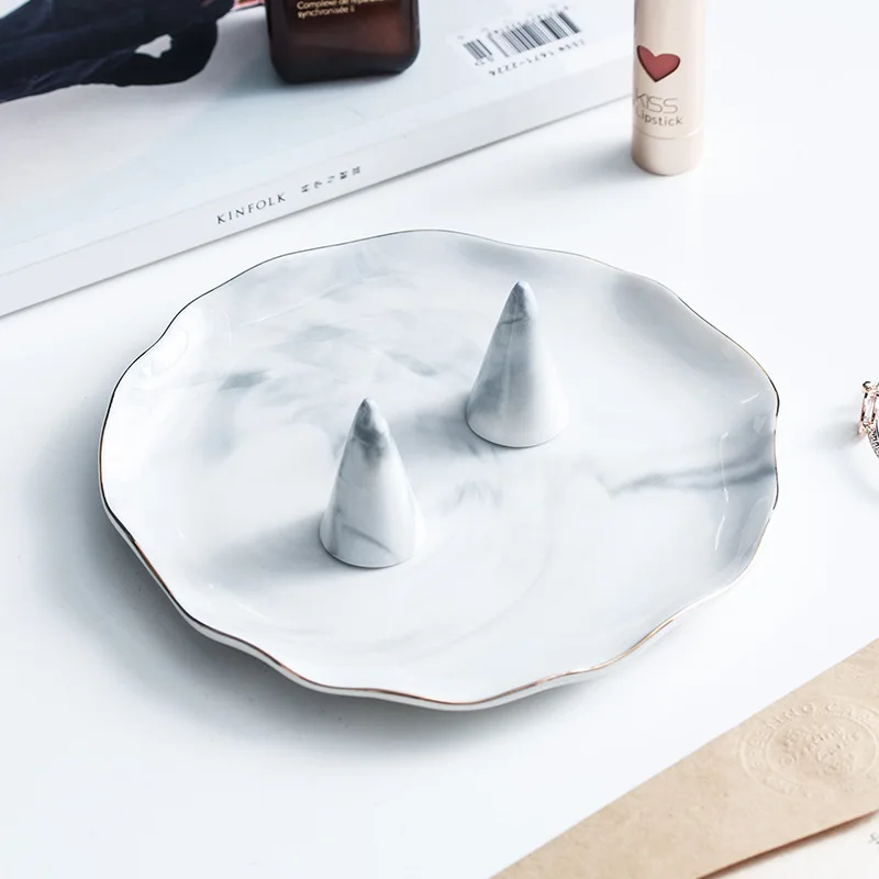 Скандинавские мраморные золотые керамические тарелки кольцо держатель для