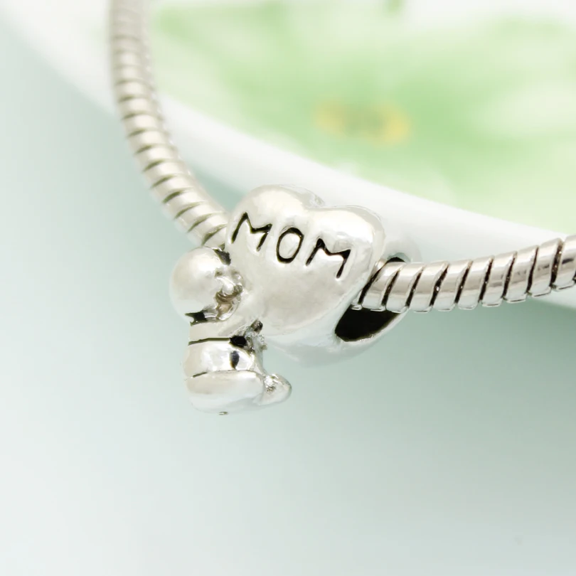 Мама и ребенок Семья Сердце Любовь бисера Подвески для Змея Браслет Подходит