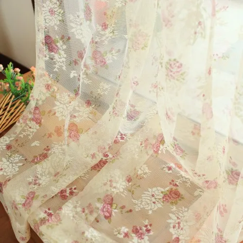 Color 1 Tulle Деревенский цветочный дизайн отвесные занавески s для гостиной спальни окна марлевые кухонные занавески домашний декор тюль белый/розовый HP013#30 - Цвет: Color 1 Tulle