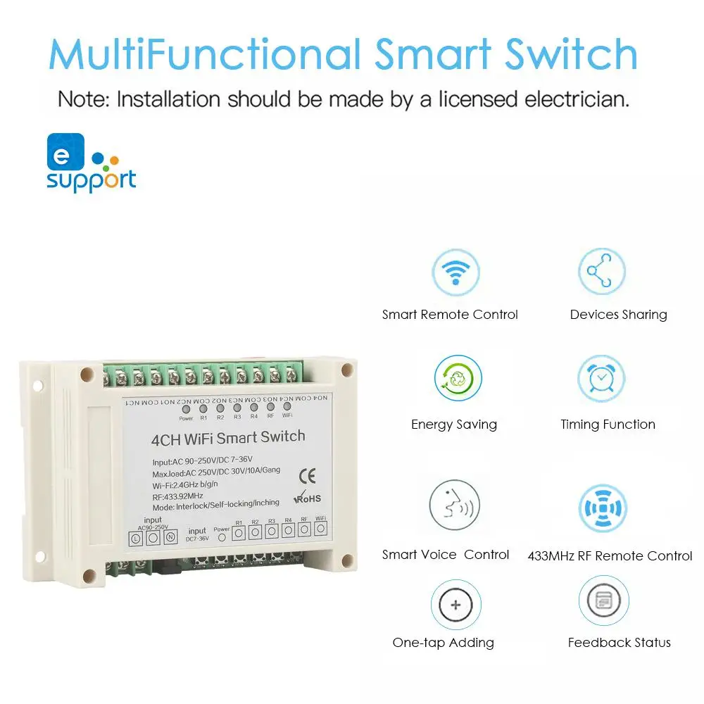 AC DC Wifi переключатель умный дом автоматизация 4 банды приложение дистанционное