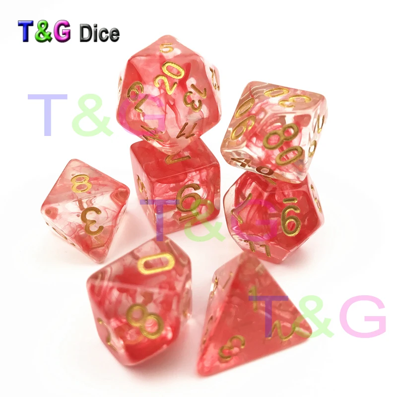 T& G крутые кости набор удивительный эффект туманности DND 7 шт d4-d20 с мешком из органзы как рождественский подарок