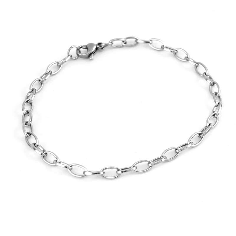 Женский овальный браслет-цепочка Pulsera Mujer из нержавеющей стали ширина 4 мм ручные
