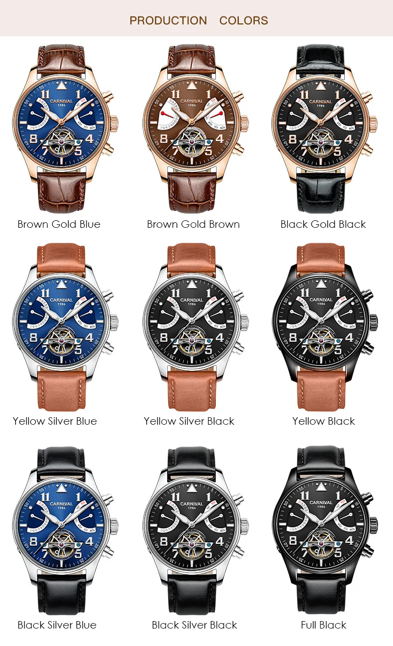 Карнавал сапфир relogio masculino TopBrand автоматические часы для мужчин Tourbillon механические водонепроницаемые часы модные кожаные роскошные