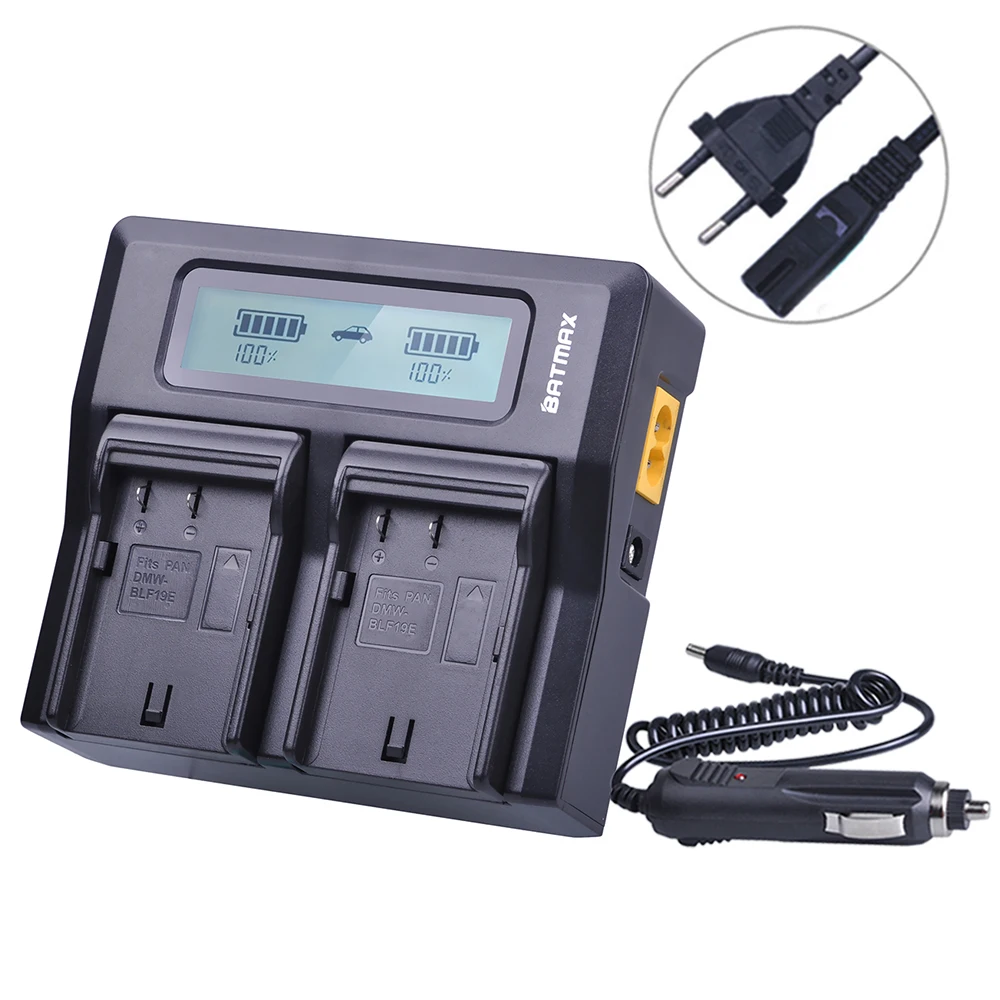 Batmax 4Pc DMW-BLF19 DMW DMW-BLF19e Replacement Battery akku+LCD Rapid Dual Charger for Panasonic Lumix GH3 GH4 GH5 DMW-BLF19PP |
