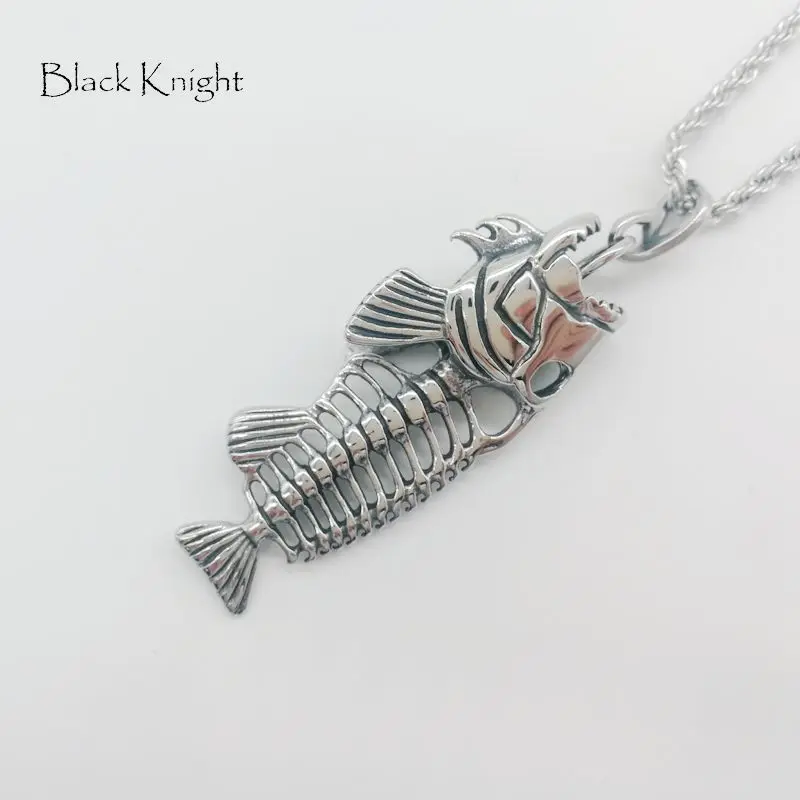 Ожерелье с подвеской Black Knight мужское ожерелье из нержавеющей стали в виде рыбьей