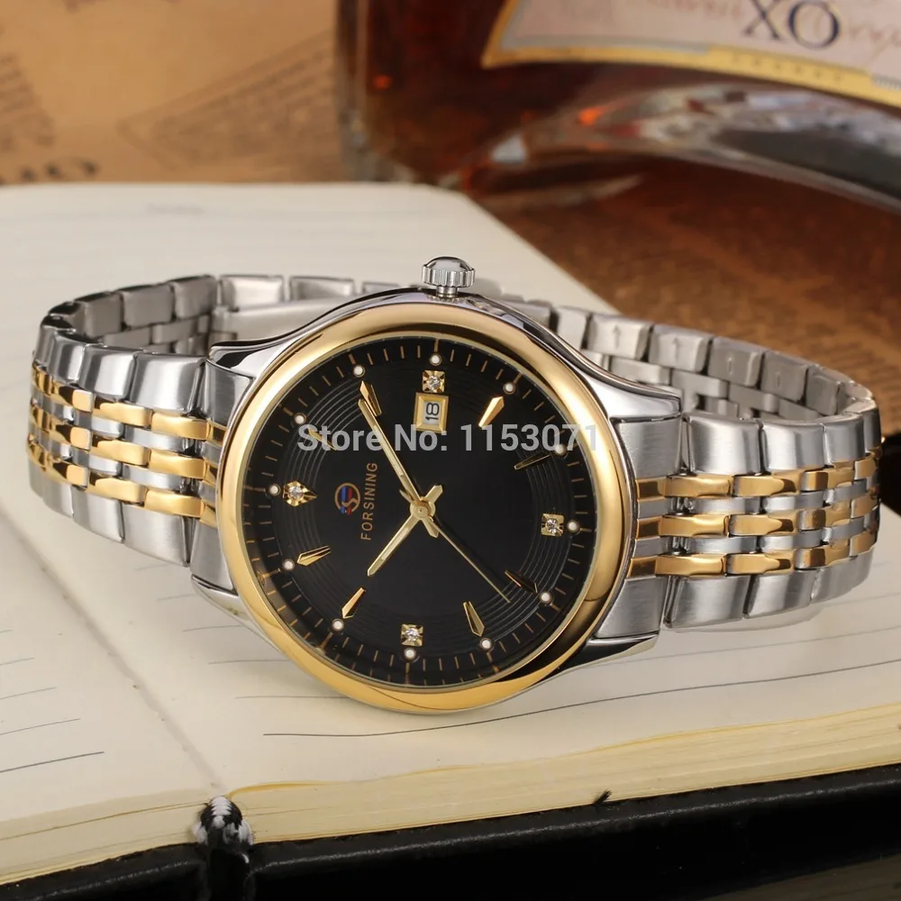 Часы мужские Кварцевые черные с браслетом из нержавеющей стали в оригинальной