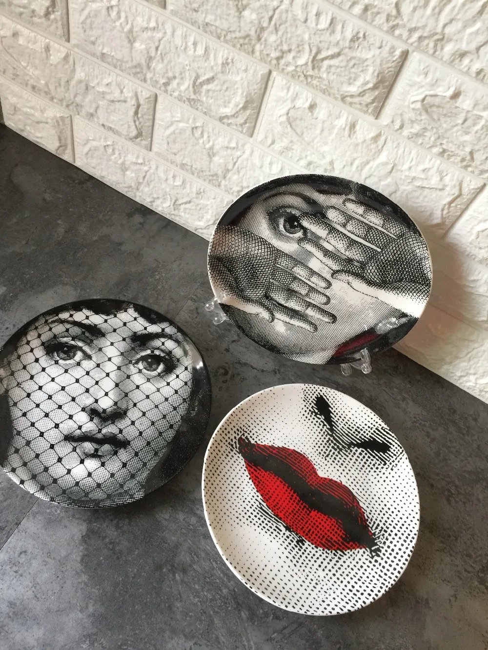8 дюймов Милан rosenthal Piero fornasetti тарелки чистого черного цвета и белой иллюстрации Топ Мода висят блюда по производству образцов/дома/отеля настенный Декор