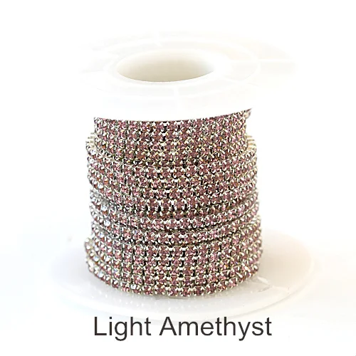 Light amethyst SS6, 1 ярд, 5 ярдов, Красочные Стразы, цепочка, стекло, ПРИШИТАЯ отделка, с серебряным интенсивным коготком, для украшения своими руками, F0091 - Цвет: Light amethyst