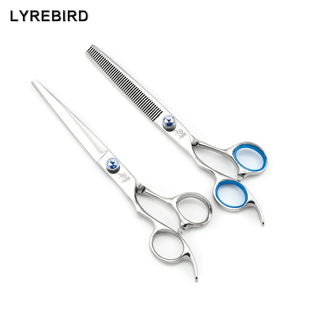 Left hand hair scissors 7 Inch Hair shears Thinning 9cr13 with big blue stone Lyrebird HIGH CLASS NEW |