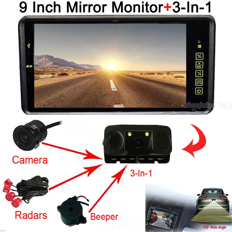 Новинка 2018 Автомобильное зеркало заднего вида 9 &quotс монитором Bluetooth MP5 FM плеер USB SD