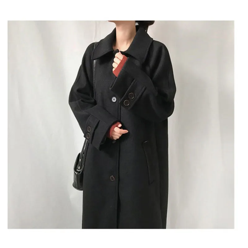 2019 Wool overcoat women's medium and long fashionable thin cloth fashion coat | Женская одежда