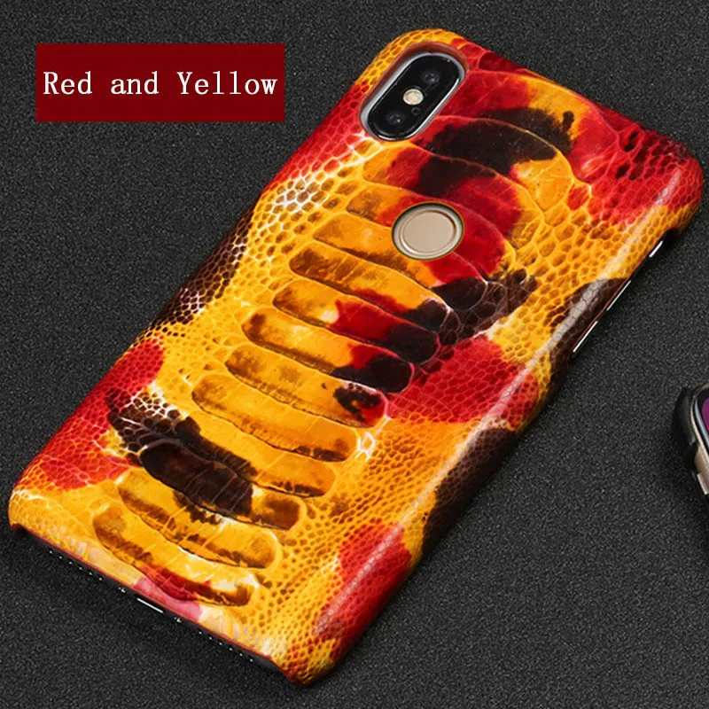 Red and Yellow Страусиной кожи ног чехол для телефона для Xiaomi mi 6 8SE A1 A2 Max 2 mi x2S Примечание 5 случай для Redmi Примечание 4 4X5 5A плюс задняя крышка - Цвет: Red and Yellow