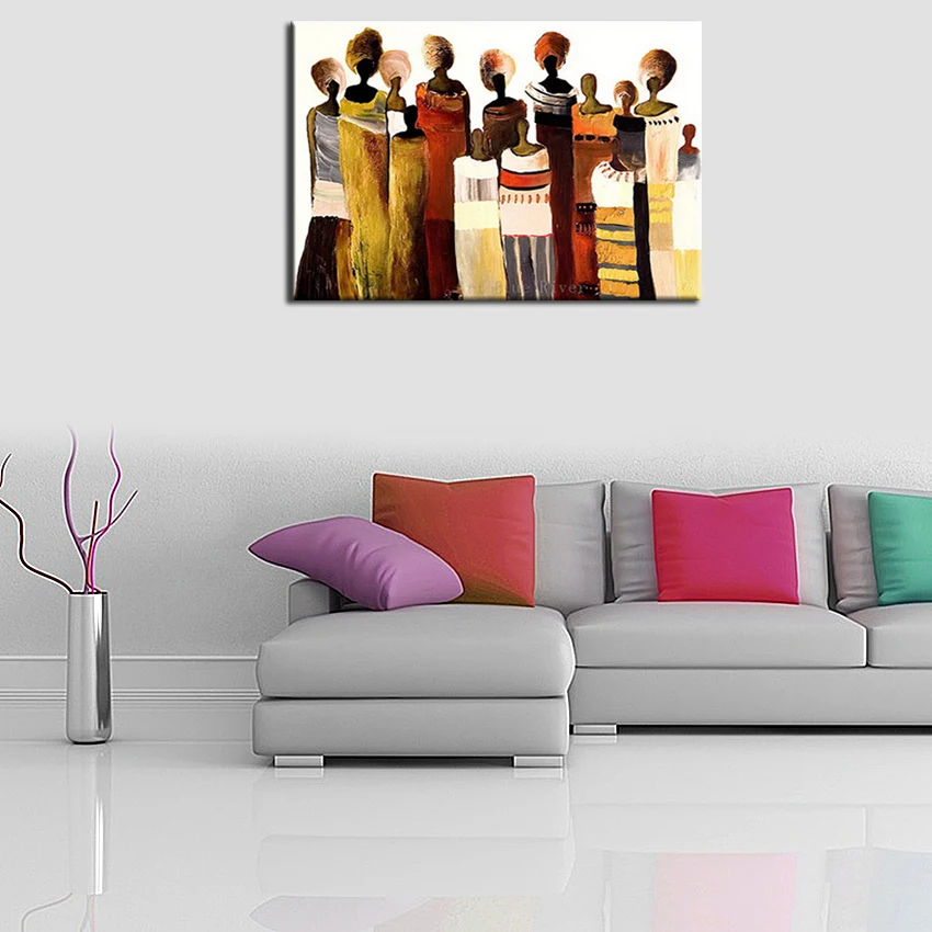 

POP 100% handmade modern abstract African abstract figures wall art pictures for living room on canvas home decoration no frame