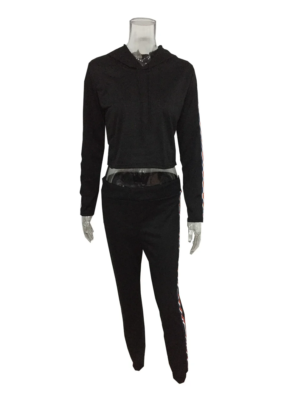 Женский спортивный костюм в полоску однотонный из двух предметов для бега