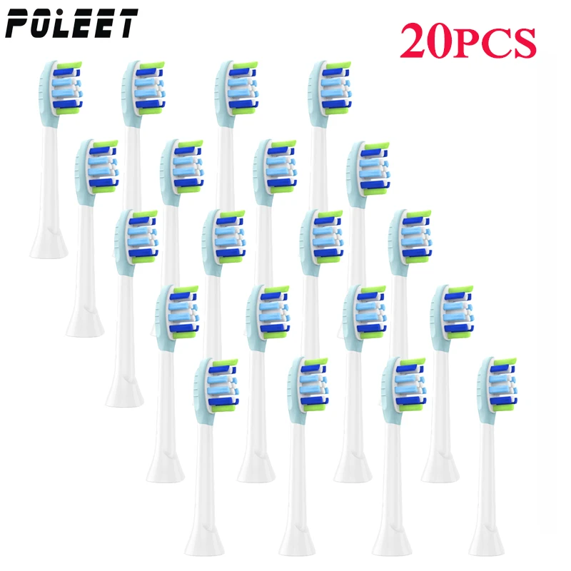 Poleet 20 шт. YH725 Сменная головка электрической зубной щетки головки подходят для Philips HX3 HX6 HX9 серии зубных щеток головки P-HX-6064