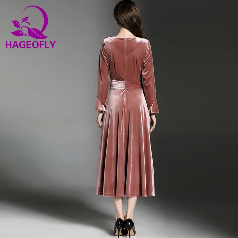 Осеннее винтажное розовое вельветовое платье темно синего цвета с треугольным