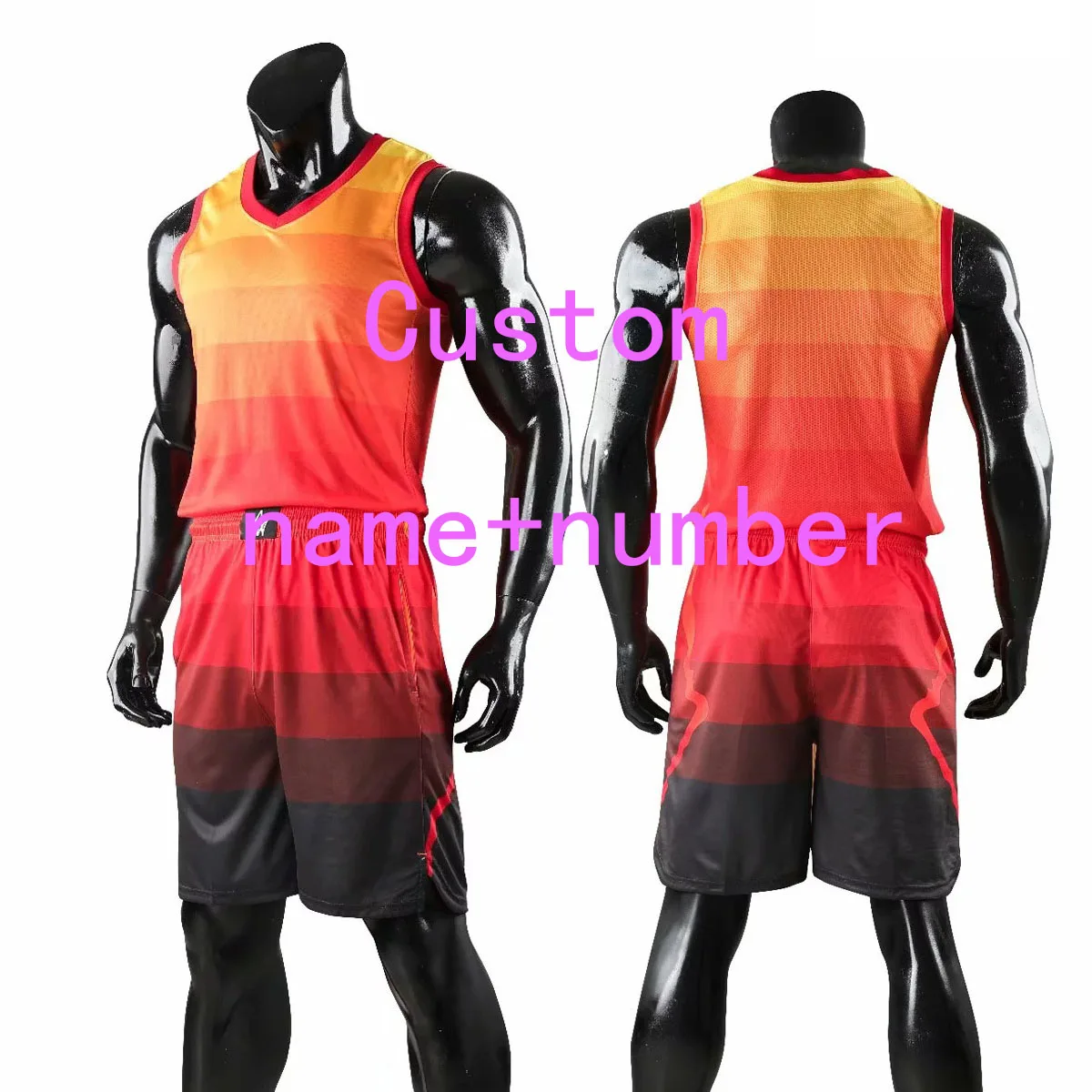 Custom name number Мужской спортивный костюм для баскетбола, спортивный костюм для колледжа, дышащая форма для баскетбола, костюм на заказ - Цвет: Custom name number