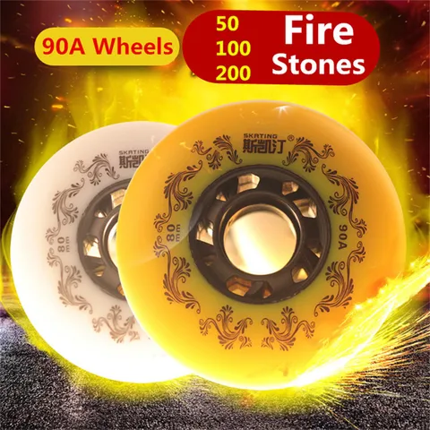 [52 104 208 Искрящиеся кремниевые колеса] 8 шт. оригинальные роликовые коньки FireStone искрящие ролики 90A колесо, для скользящих тормозных огней