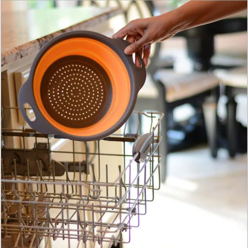 2 шт./компл. складной силиконовый дуршлаг корзина для мытья овощей и фруктов