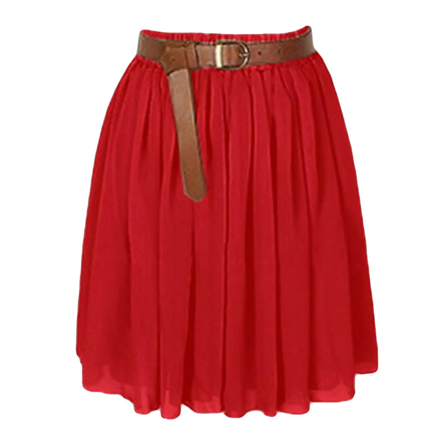 Skirt Плиссированная Юбка Ретро женская шифоновая однотонная Повседневная Эластичная Высокая талия летняя элегантная уличная модная юбка tiulowa spodnica 4EM - Цвет: Skirt