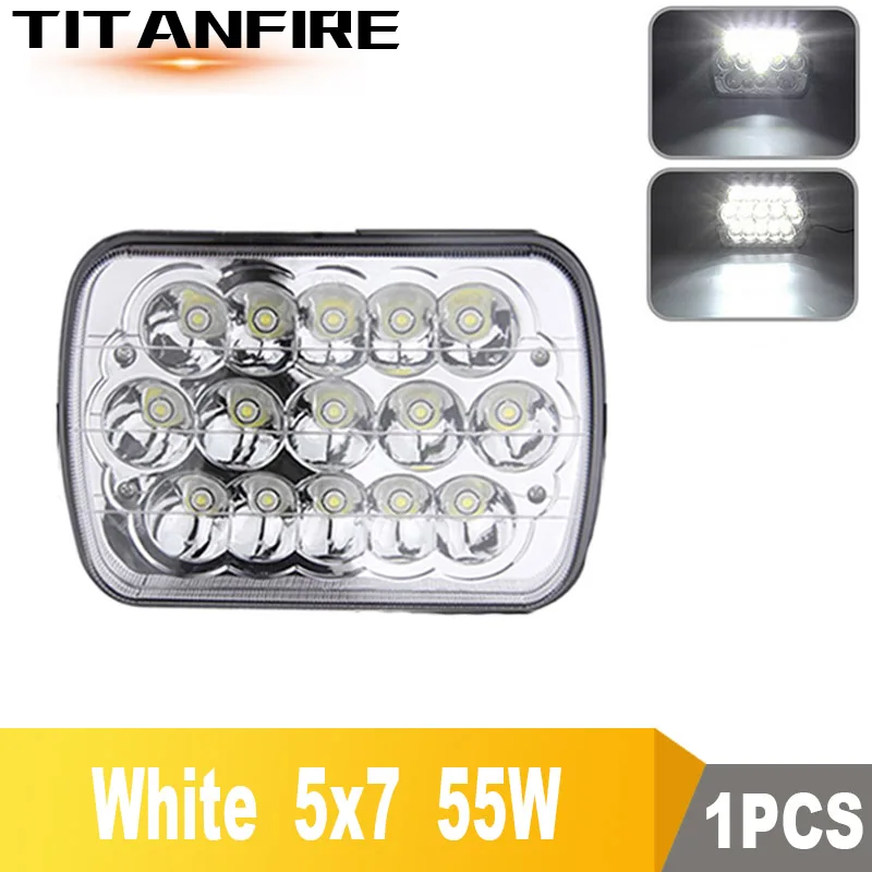 1PCS WHITE ITEM DS 7x6 ''фары Halo DRL для 86-95 Jeep Wrangler YJ Cherokee XJ ангельские глазки DRL H4 светодиодный квадратный 55 Вт 5X7 светодиодный фары - Цвет: 1PCS WHITE ITEM