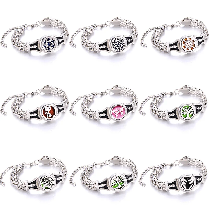 

Ten Styles Perfume Aroma Diffuser Bracelet Stainless Steel Charm Fashion Aromatherapy Essential Oil Diffuser Bracelet Jewelry
