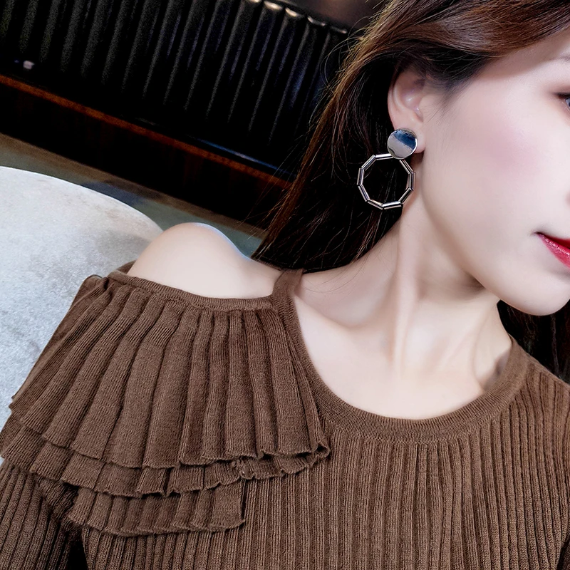Kristi Tina Fashion Jewelry Female Exaggerated Metal Geometry Earrings Vintage Zinc Alloy Charm | Украшения и аксессуары