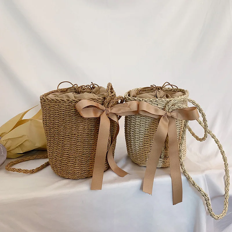 Женская соломенная сумка сумки через плечо для женщин летние плетеные