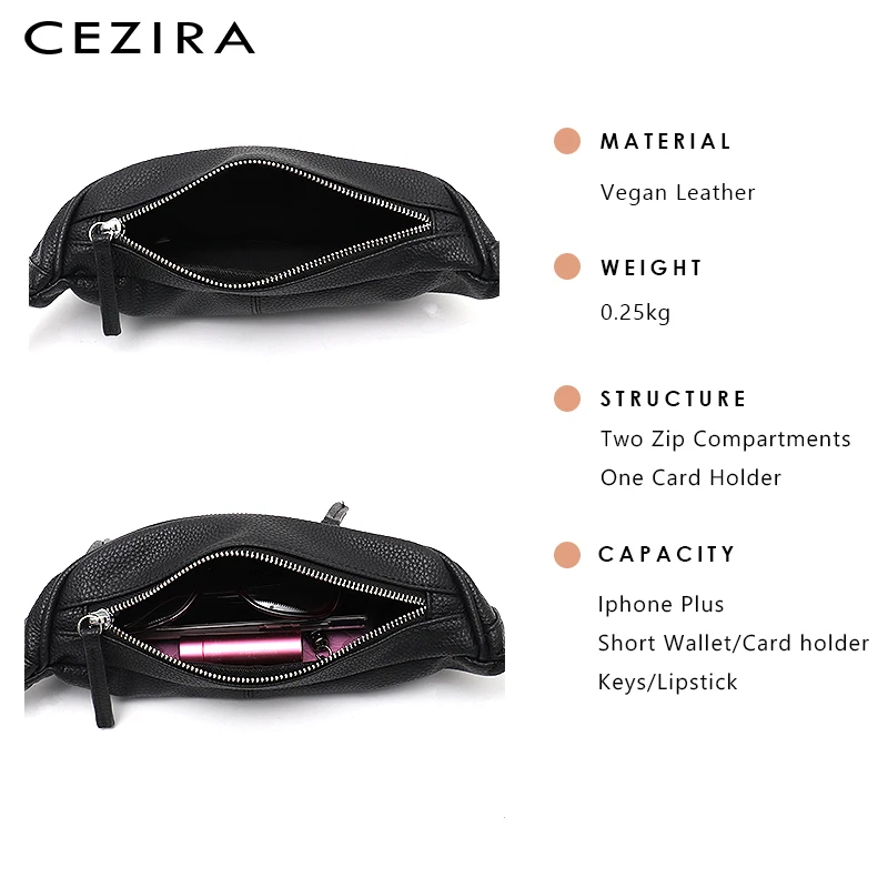 Маленькая забавная поясная сумка CEZIRA унисекс повседневная из искусственной кожи