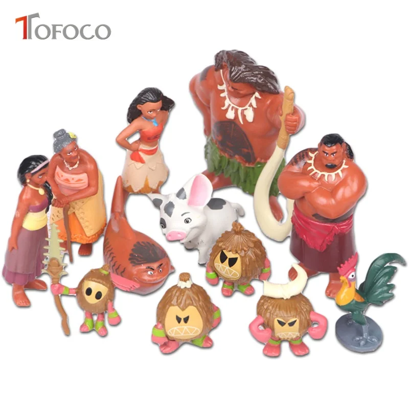 TOFOCO 12 шт./компл. 5 8 см принцесса куклы в виде Моаны игрушка Мауи Heihei Adventure