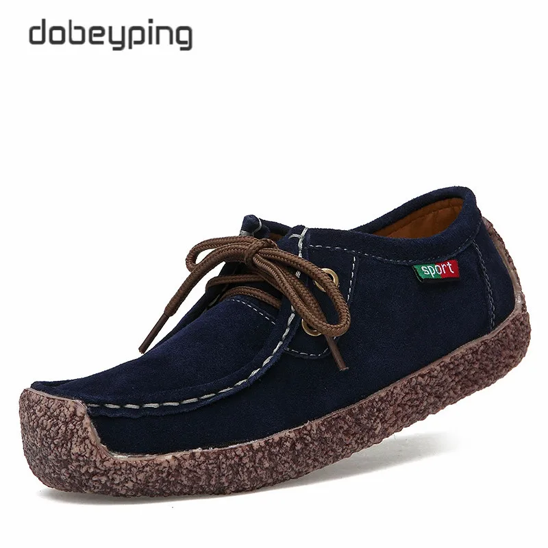 Dobeyping/ г. новая весенняя обувь женская обувь из коровьей замши на плоской подошве женские мокасины на шнуровке женские туфли-оксфорды
