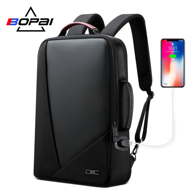 BOPAI деловой рюкзак мужской usb Противоугонная сумка для компьютера Увеличенная емкость рюкзак для ноутбука